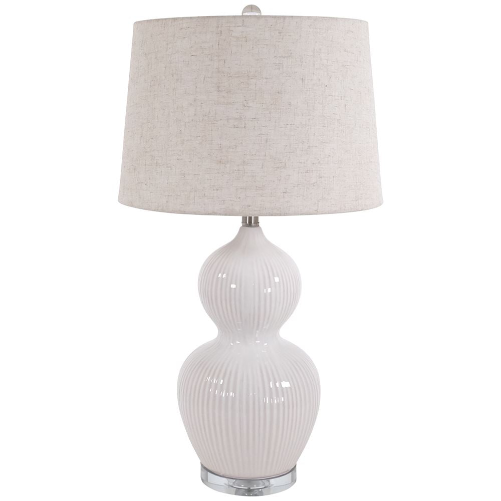 IVORY CERAMIC BULBOUS LAMP - 67cm