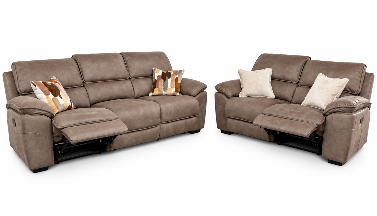 Kingsley  Recliner 3 + 1 + 1 -  Dark Taupe Suede