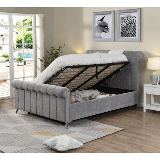 Marlow Sleigh Bed Ottoman Grey - King Size