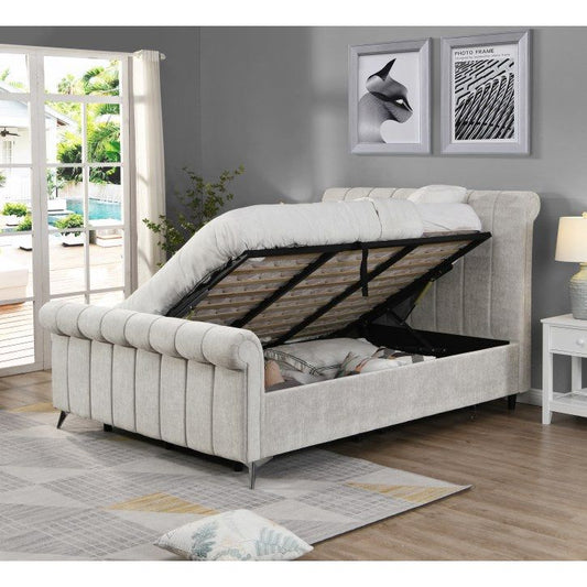 Marlow Sleigh Bed Ottoman Beige - King Size