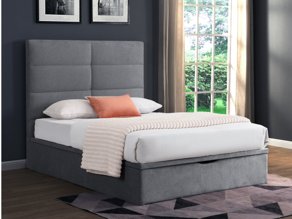 Jessica Gas Lift  Double Bed Frame   - Grey Fabric