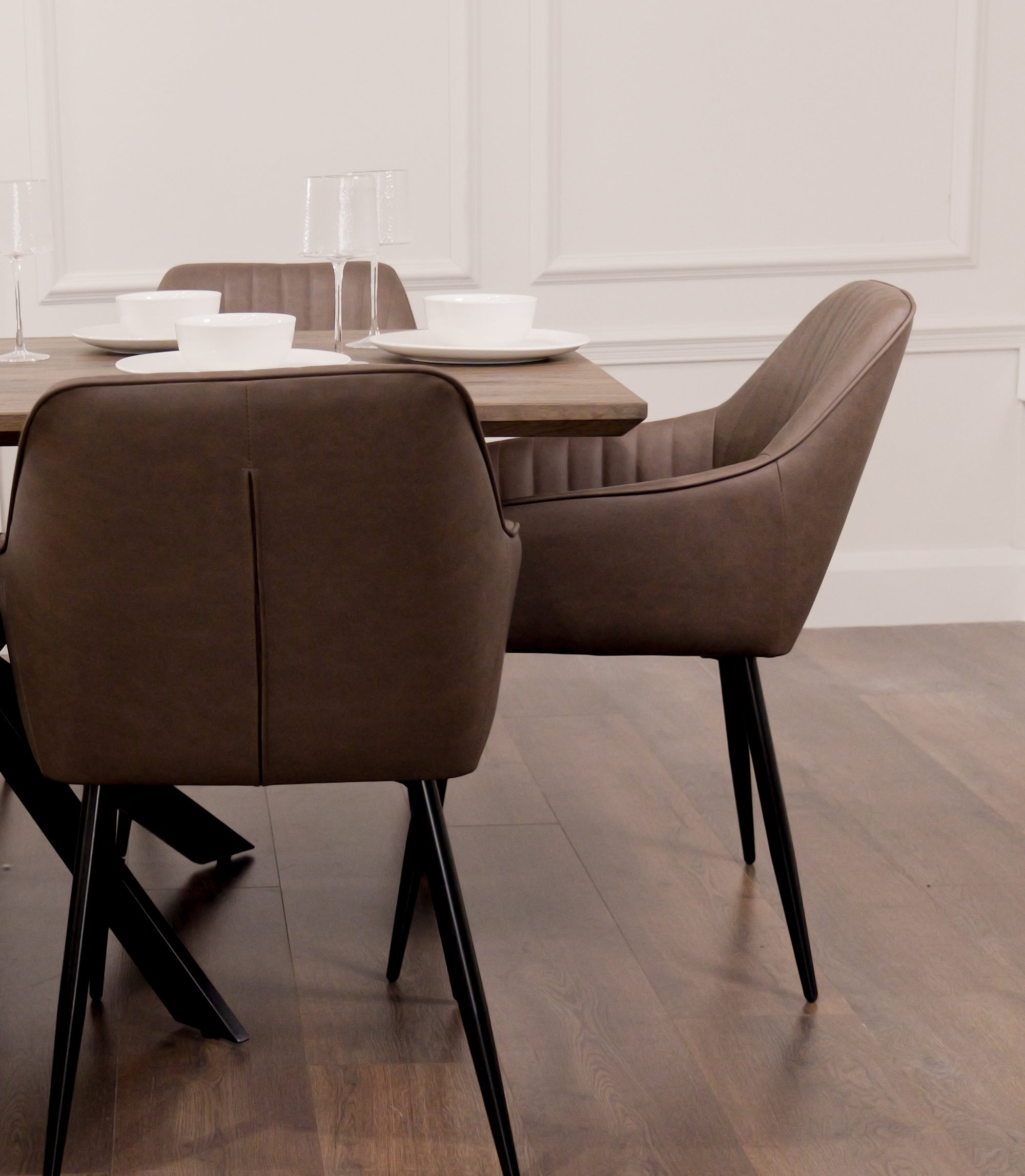 Epsom 1.6m Dark + 6 EZ Brown PU Chairs
