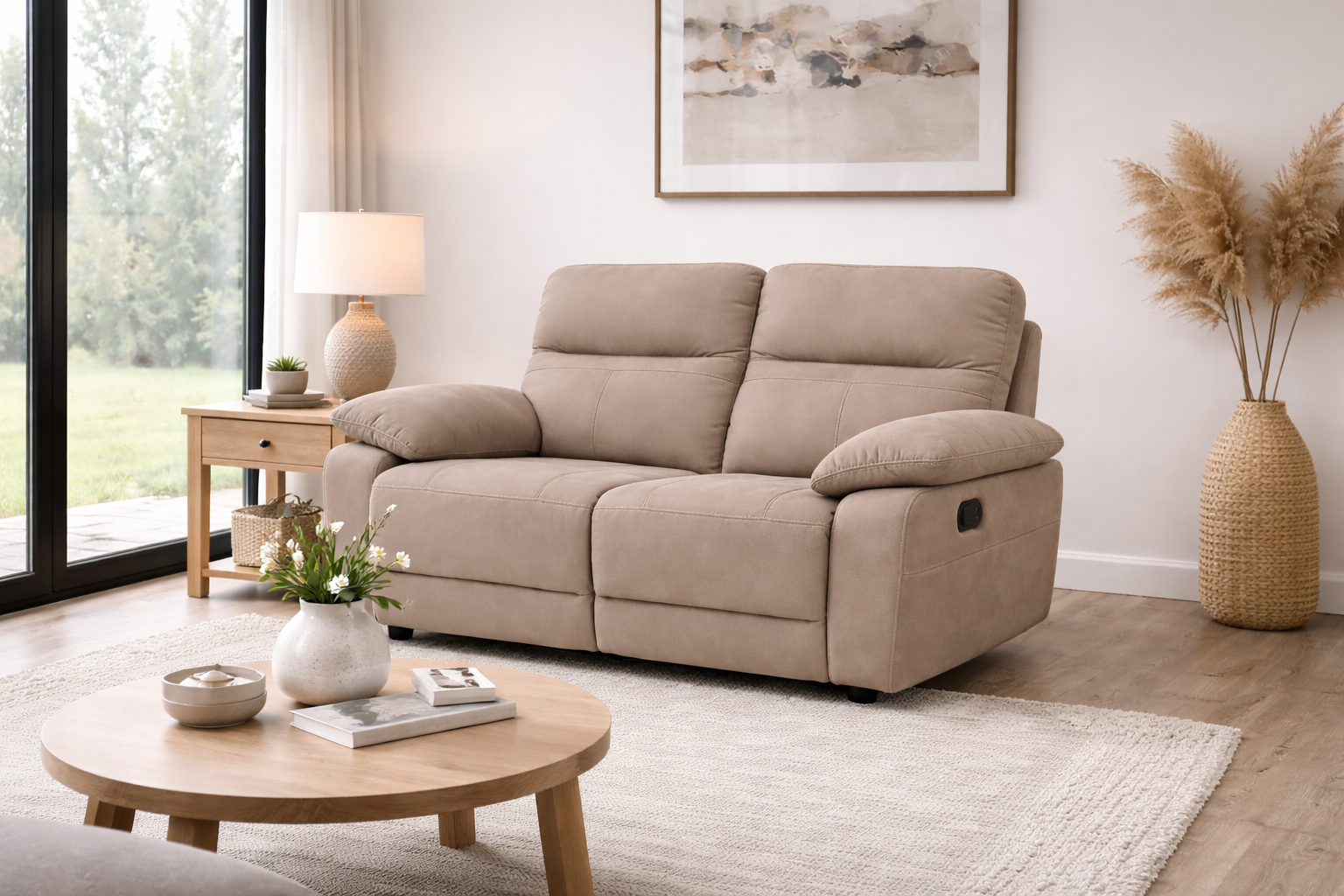 Jude 2 seater - Stone Microfibre Fabric