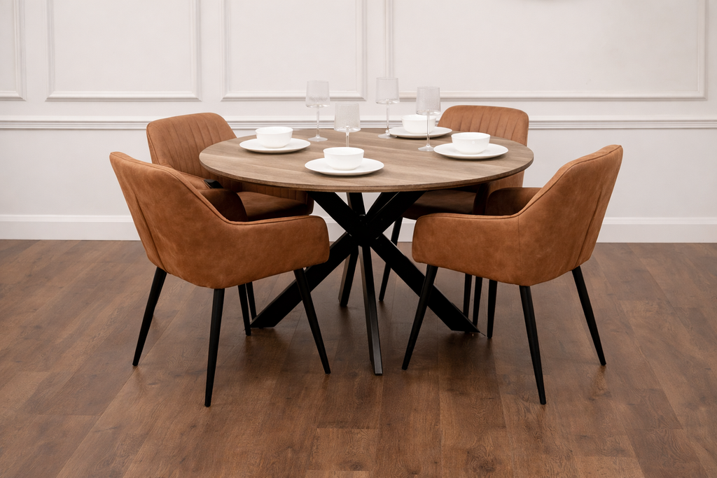 Epsom Rustic Oak 1.2m + 4 EZ Tan Suede