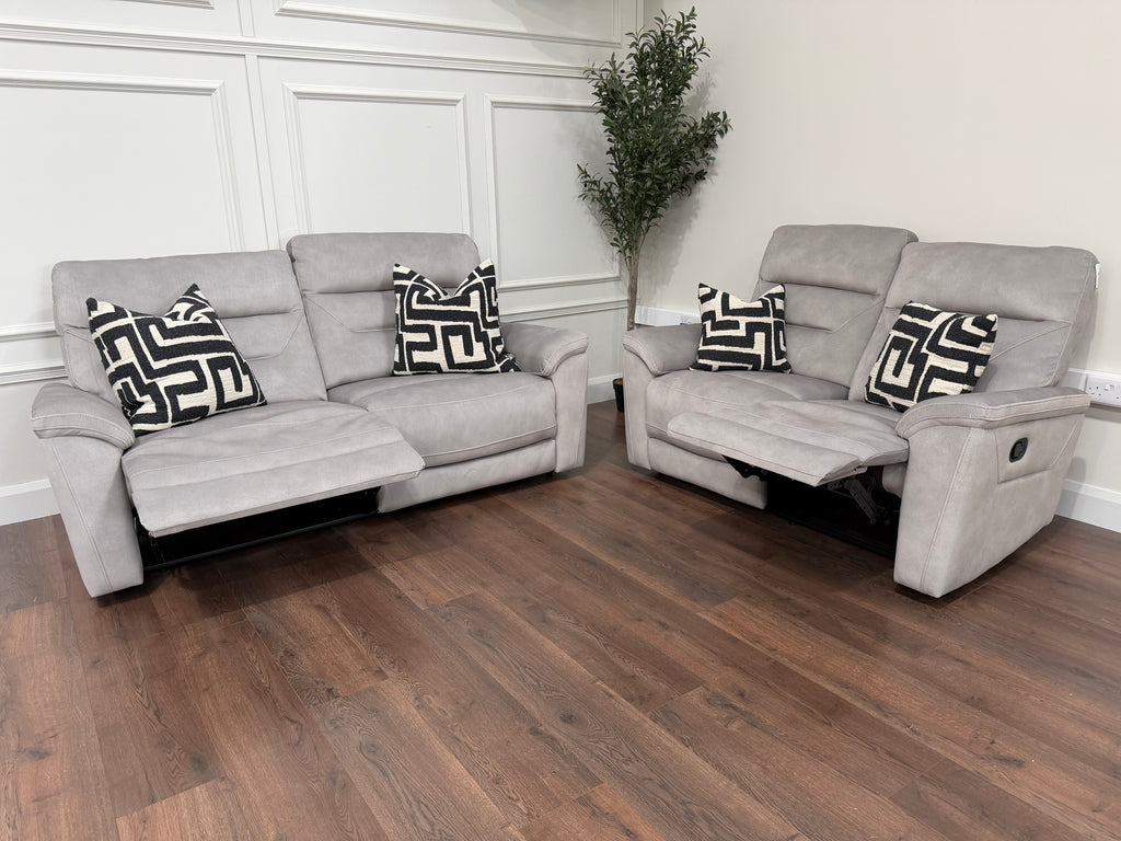 Zurich Manual Recliner Sofa 3 + 2 + 1 – Pebble Grey