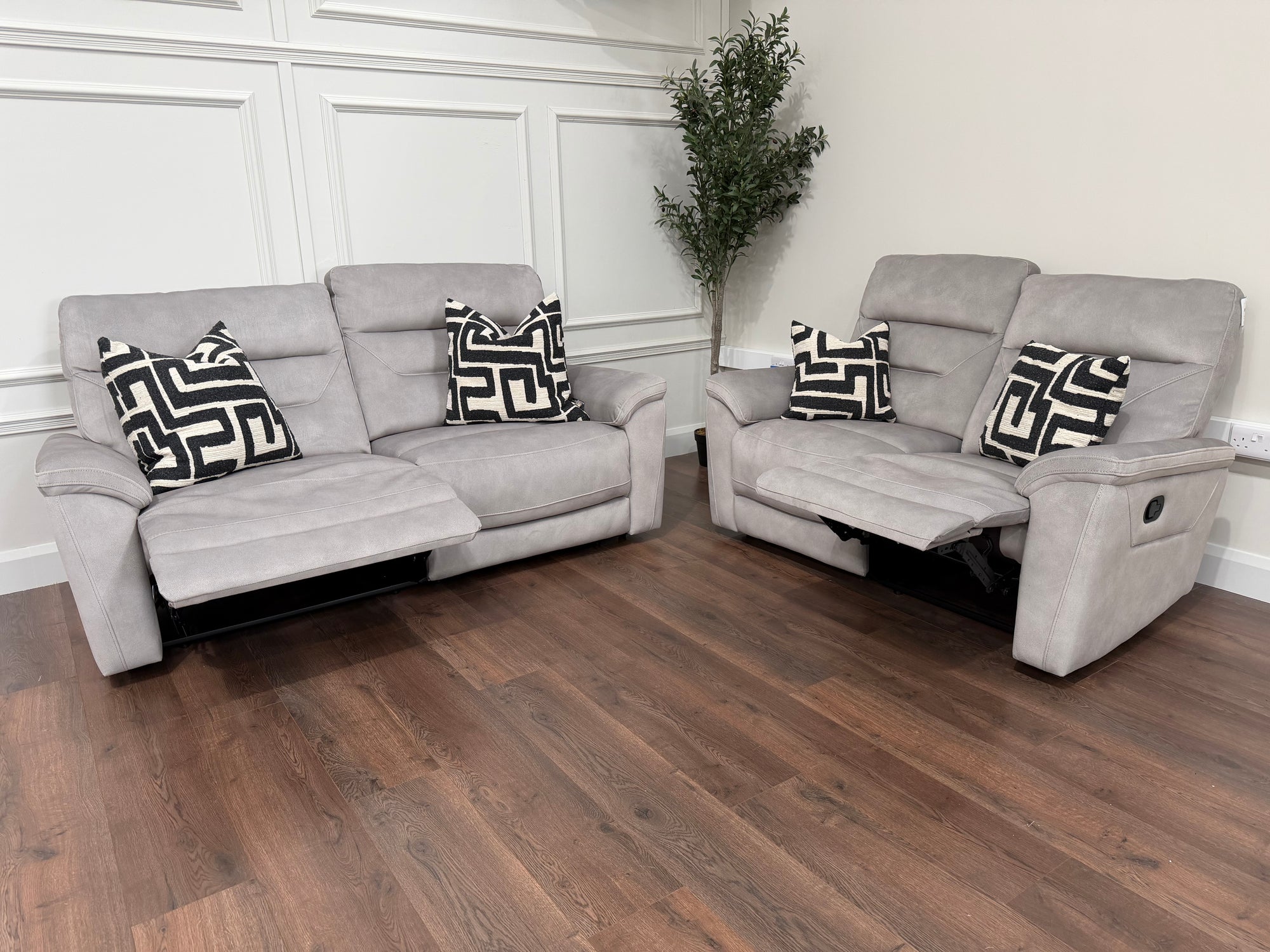 Zurich Manual Recliner Sofa 3 + 2 + 1 – Pebble Grey