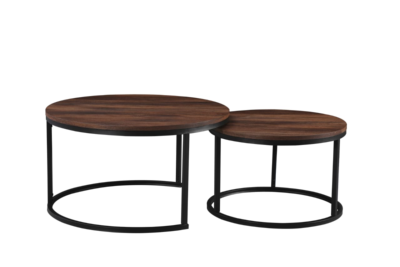 Hudson Dark Walnut Veneer Nest of 2 Coffee Tables