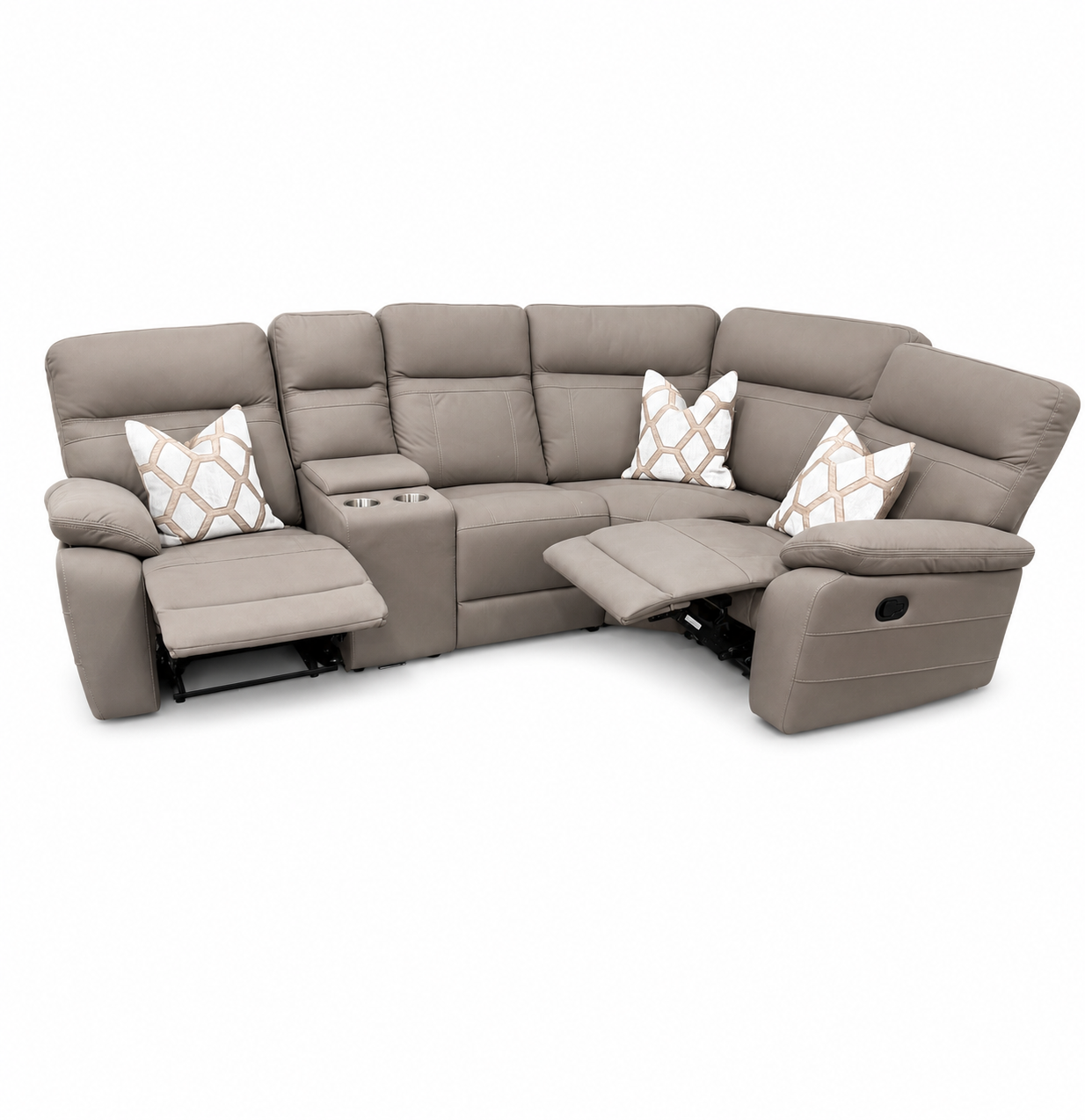 Jude 5 Piece Corner Manual Recliner- Stone Microfiber fabric
