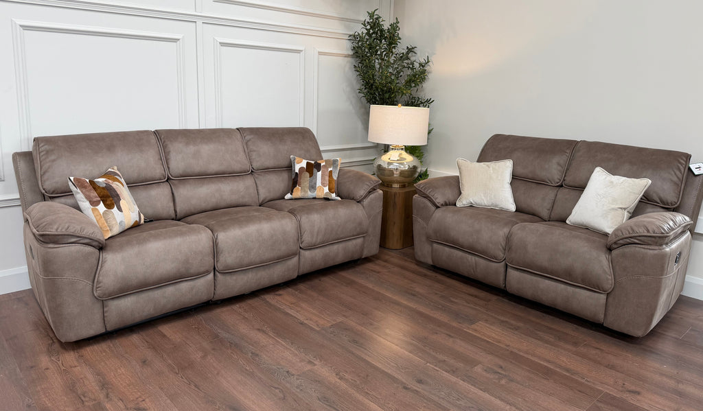 Kingsley  Recliner 3 + 1 + 1 -  Dark Taupe Suede