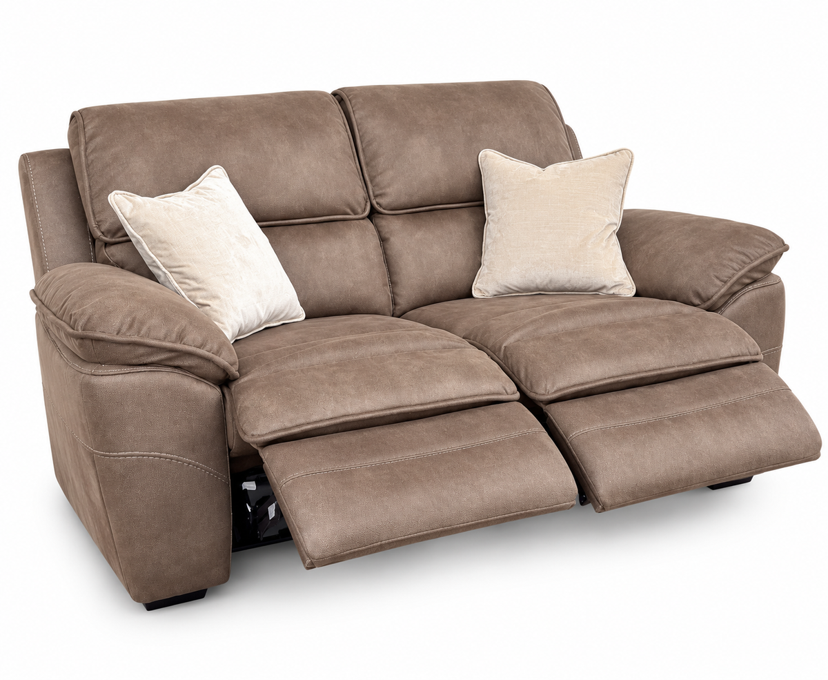 Kingsley  Recliner 2 Seater -  Dark Taupe Suede
