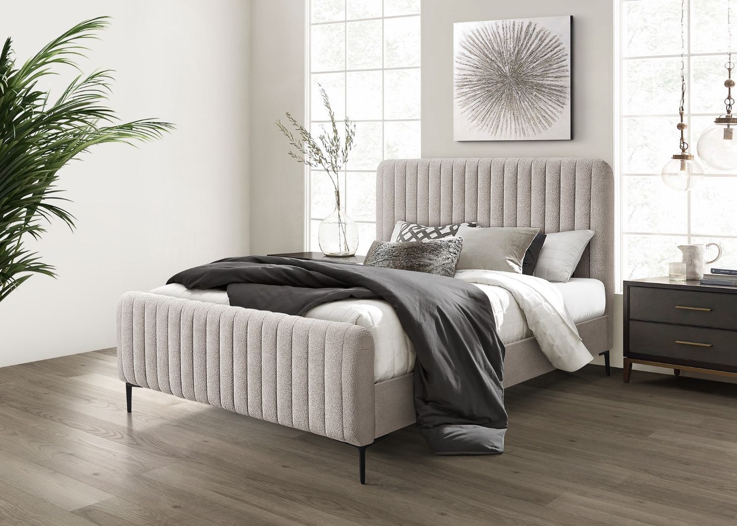 Clarissa Bed Frame Double  - Beige Fabric