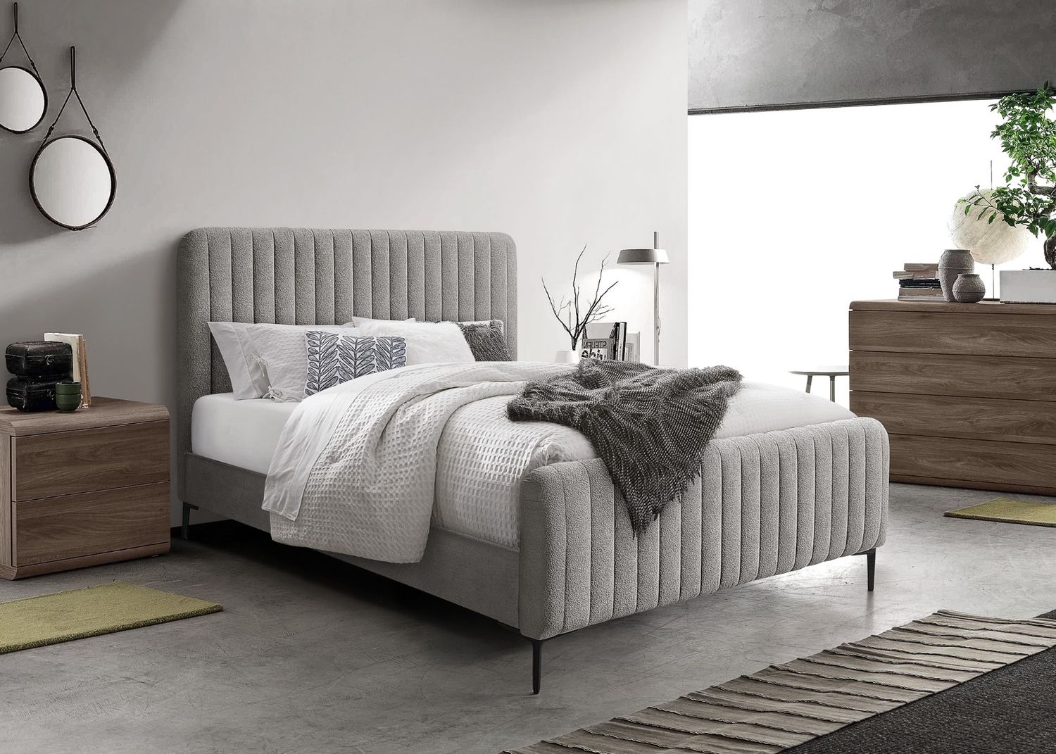 Clarissa Bed Frame King  - Grey Fabric