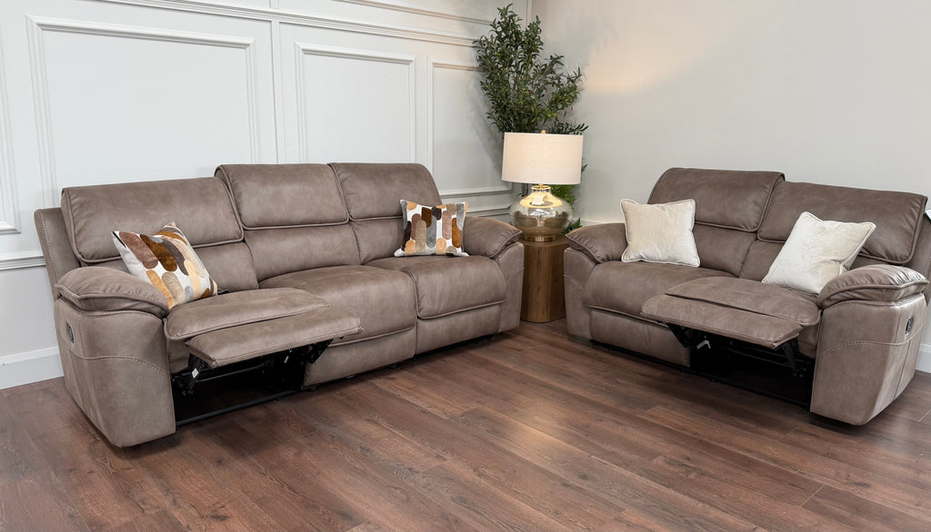 Kingsley  Recliner 3 + 1 + 1 -  Dark Taupe Suede