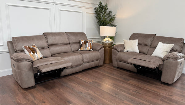 Kingsley  Recliner 3 + 2 -  Dark Taupe Suede