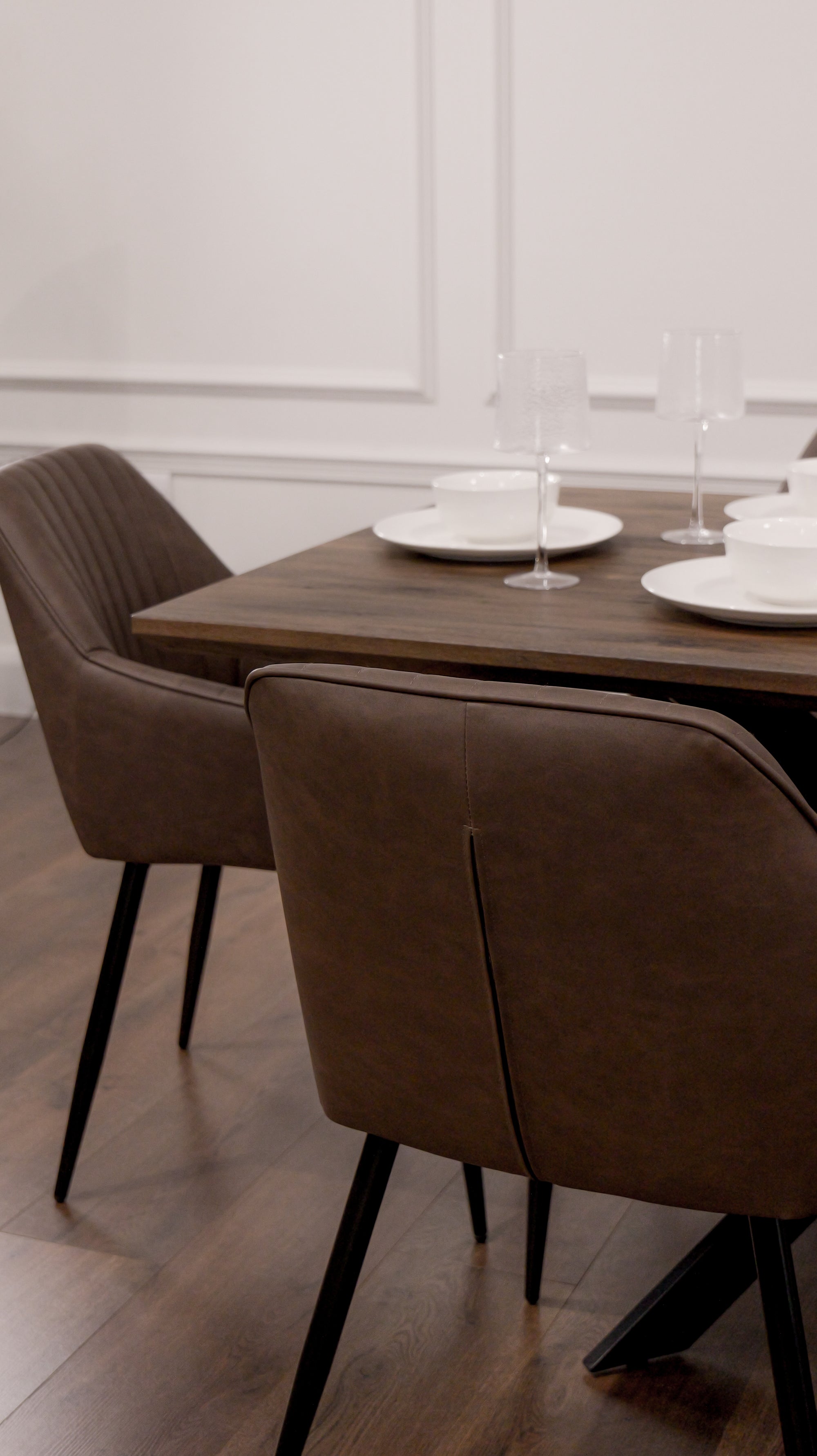 Epsom 1.6m Dark + 6 EZ Brown PU Chairs