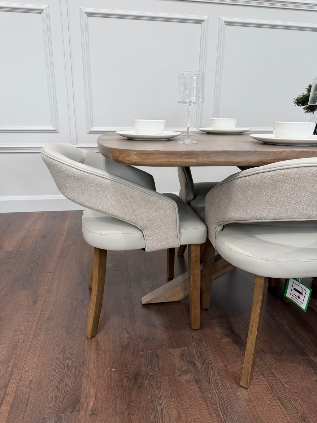 Ashley 2.1m Table + 6 Willow Cream Chairs