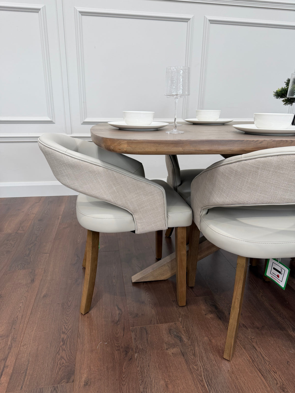 Ashley 2.1m Table + 6 Willow Cream Chairs