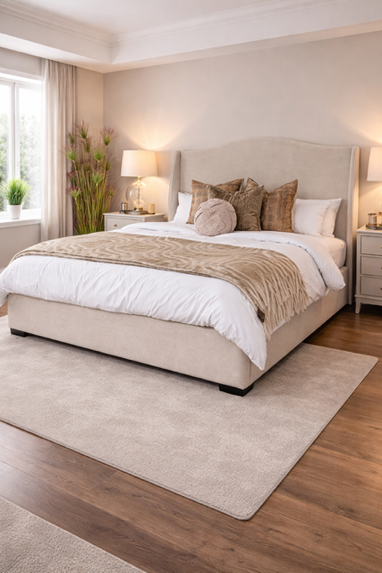 Venice Upholstered King Size Bed Frame – Natural Linen