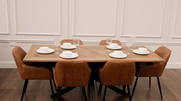6 EZ Tan Suede PU Chairs