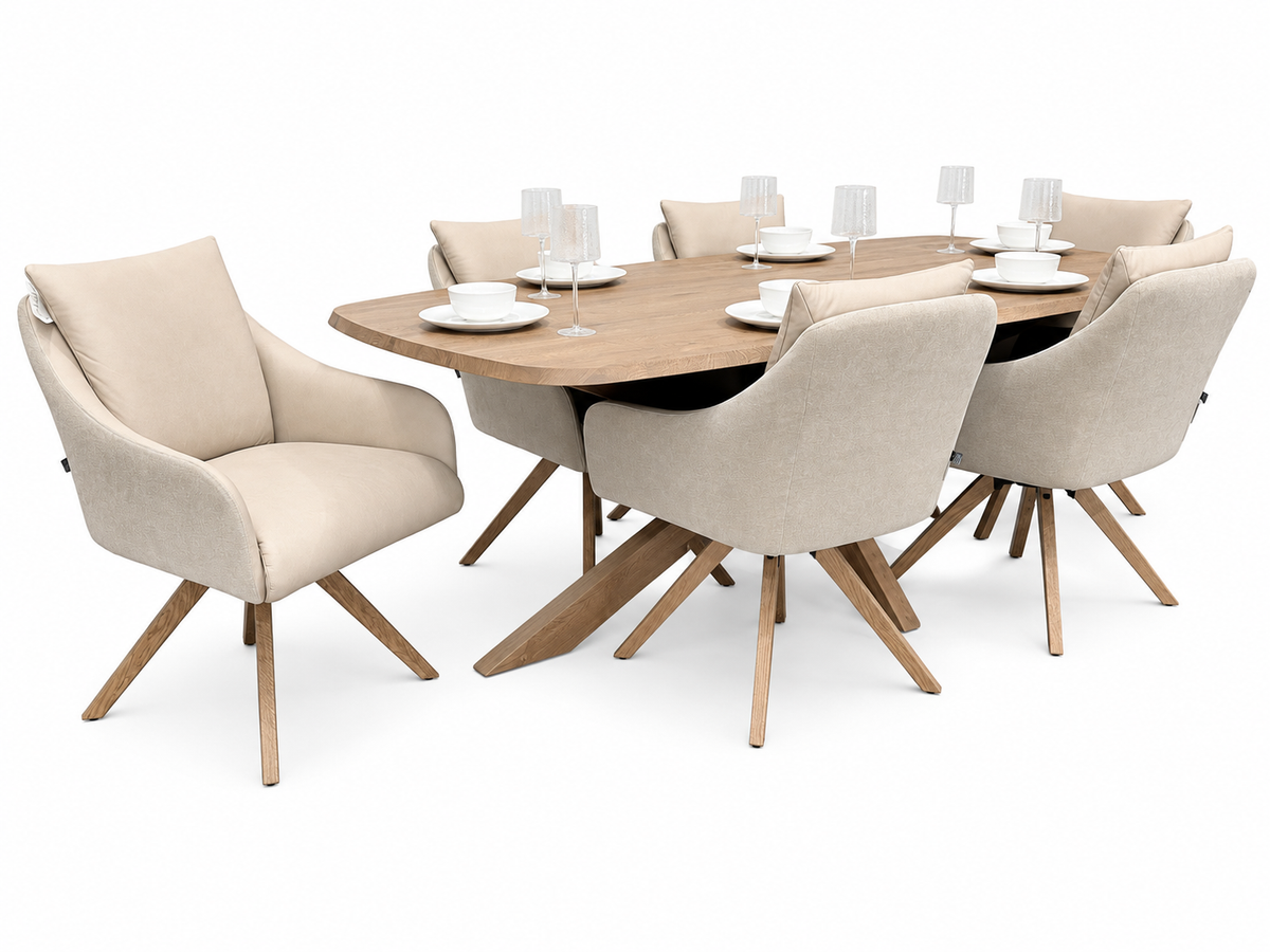 Soren Solid Oak Dining Table 2.2m & Elsa  Dining Chairs