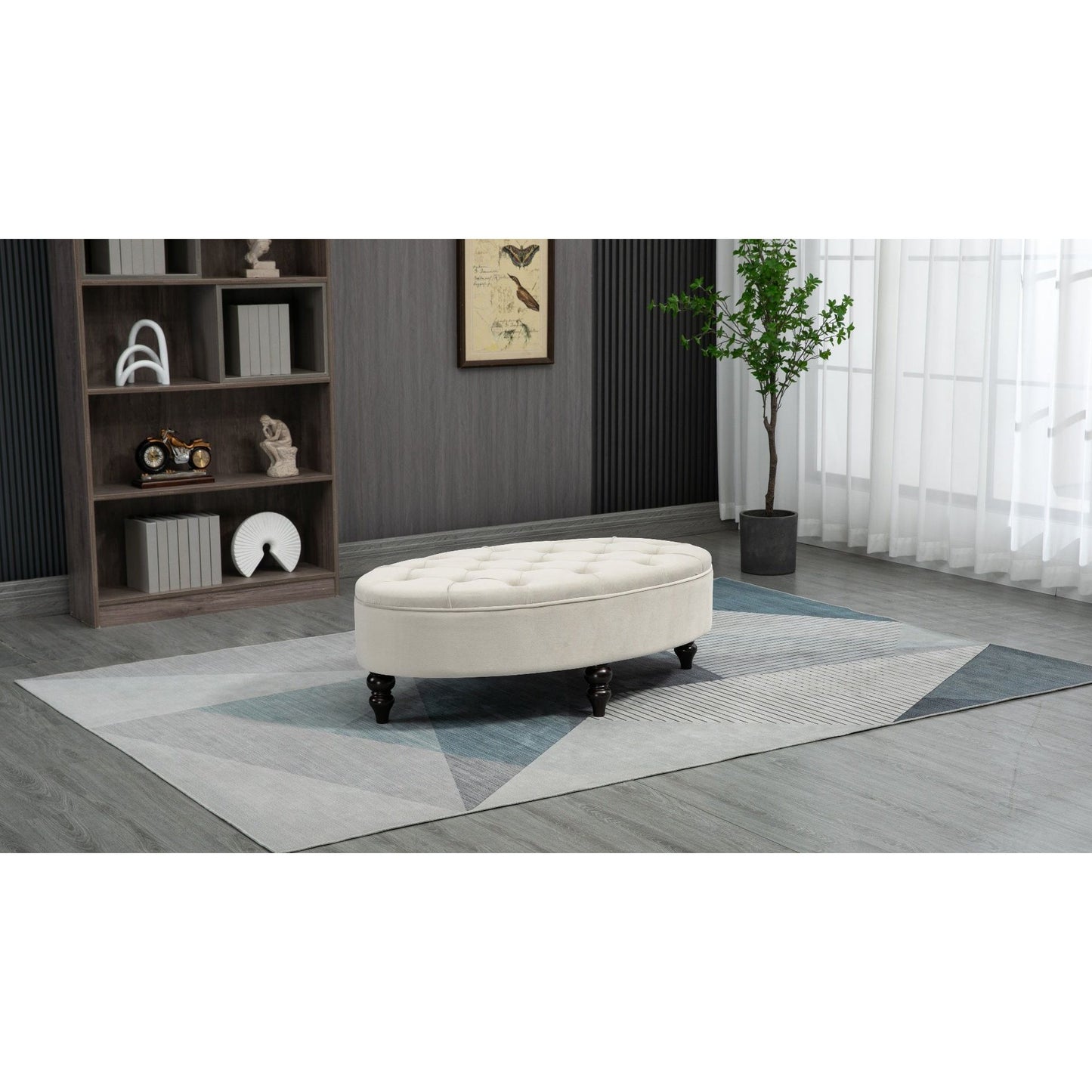 Renee Oval Footstool - Cream