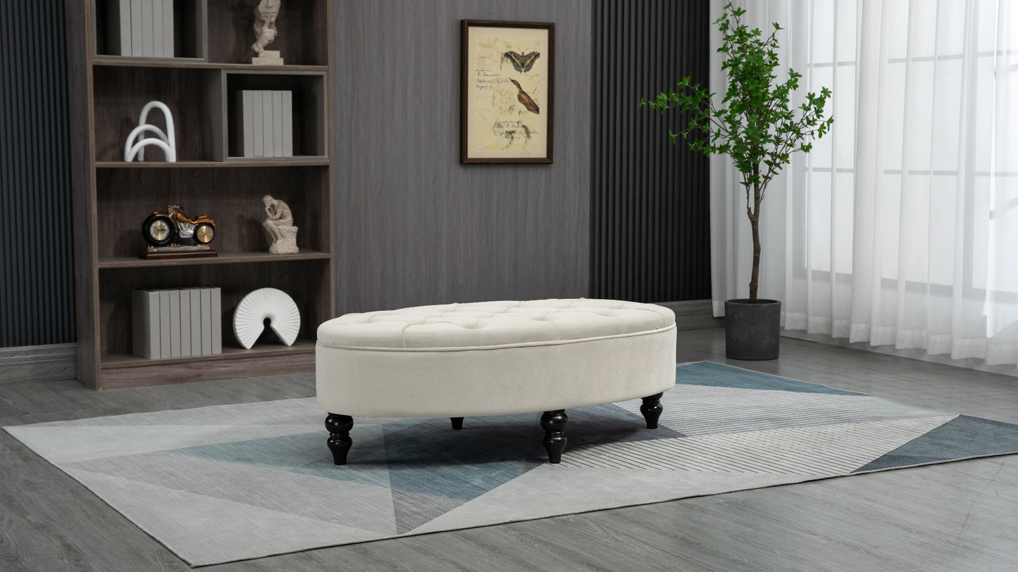 Renee Oval Footstool - Cream