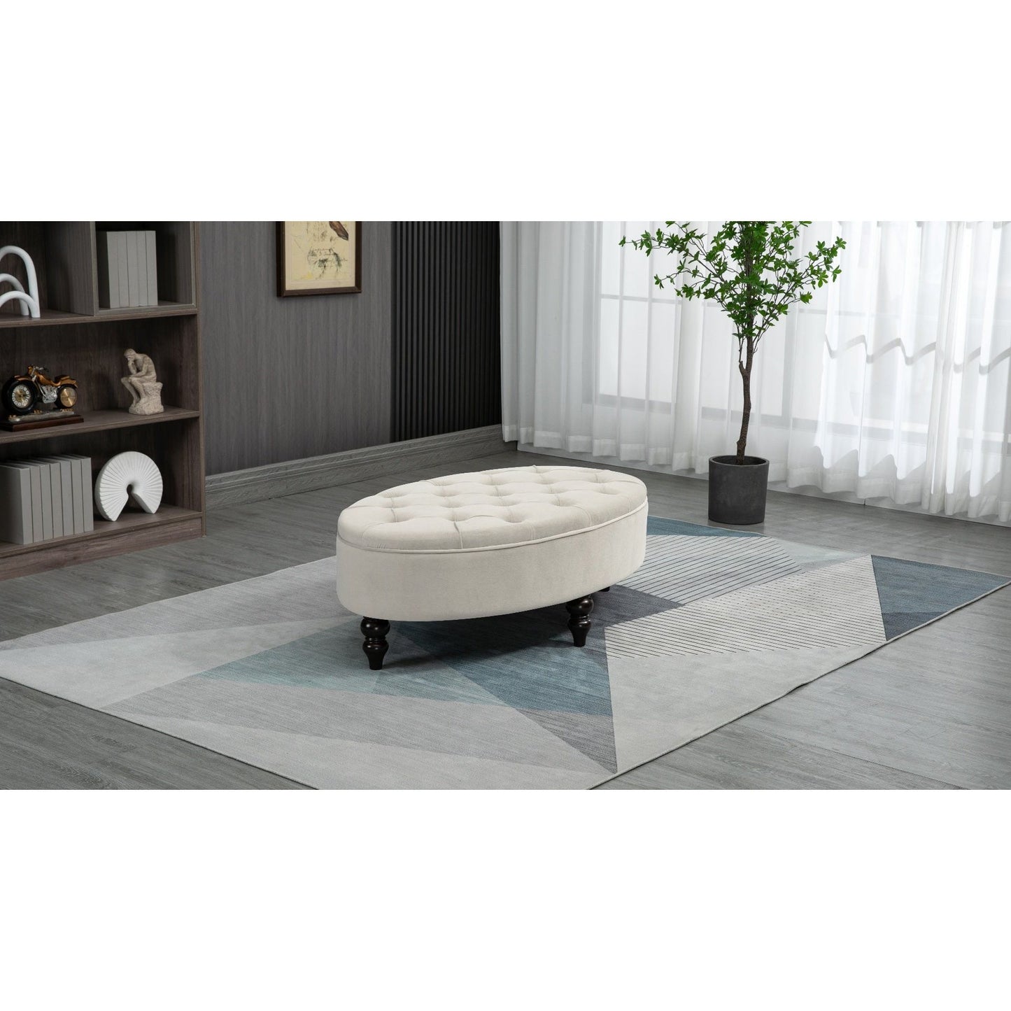 Renee Oval Footstool - Cream