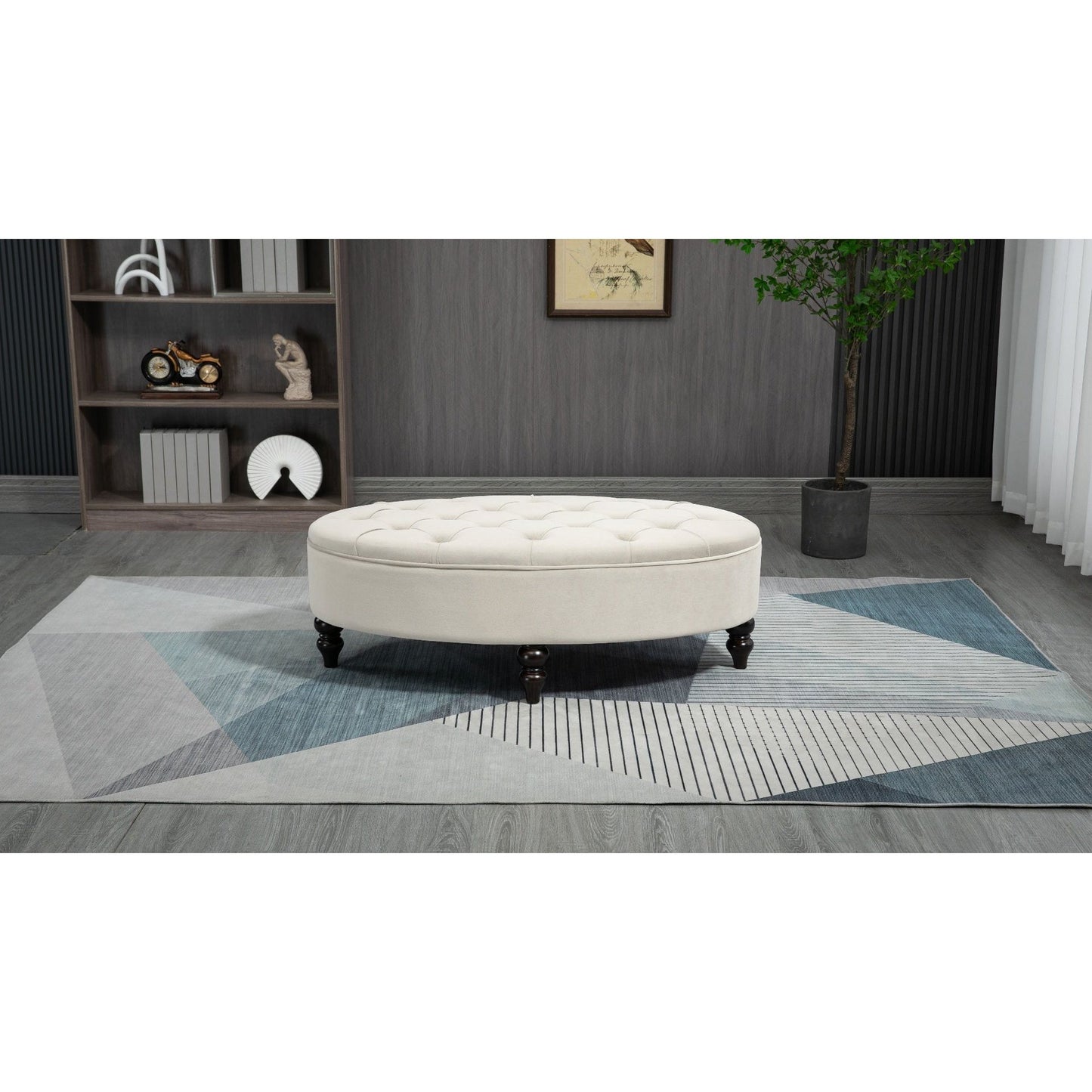 Renee Oval Footstool - Cream