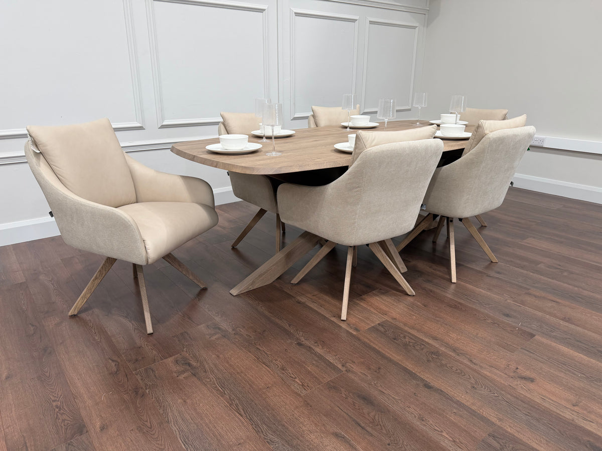 Soren Solid Oak Dining Table 2.2m & Elsa  Dining Chairs