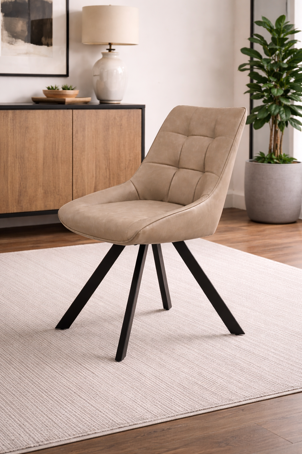 Pedro Dining Chair - Dark Taupe Suede
