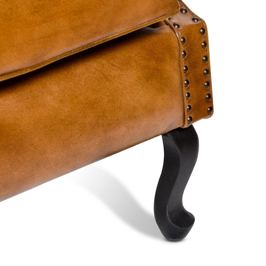 Queen Anne Leather Chair – Vintage Tan