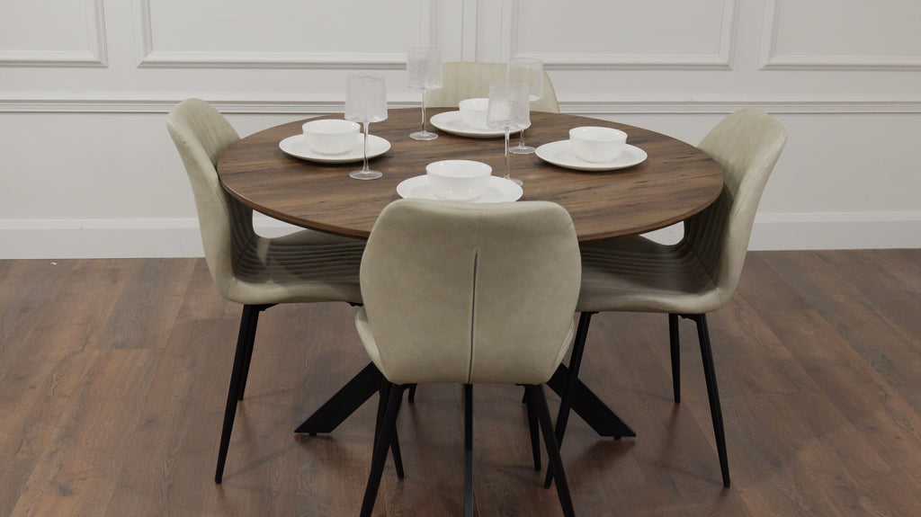 Epsom Dark Oak 1.2m + 4 Lyra Taupe PU