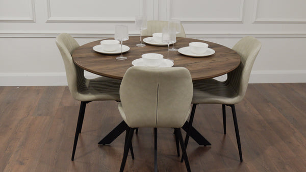 Epsom Dark Oak 1.2m + 4 Lyra Taupe PU