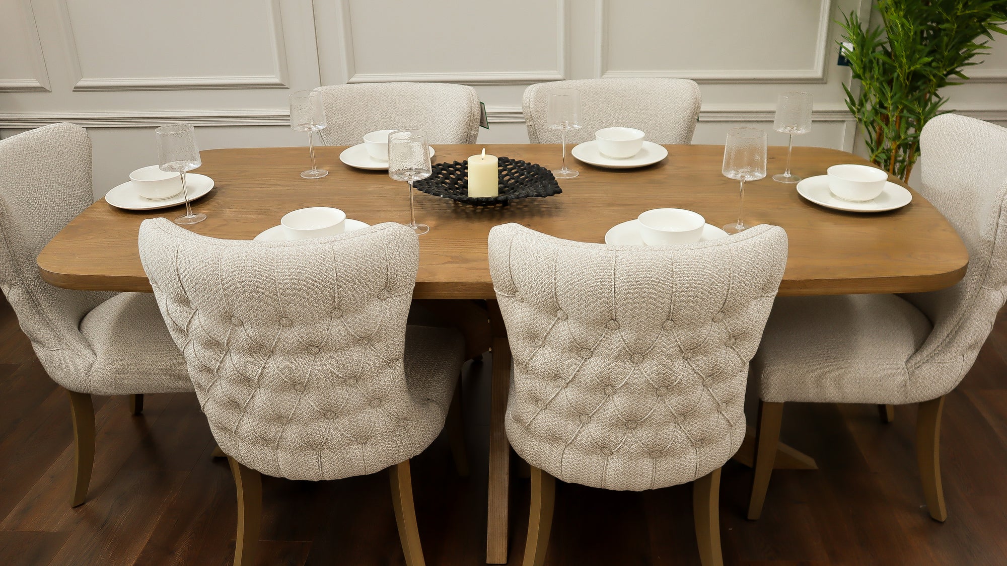 Ashley 2.1m Table + 6 Duke Silver  Chairs
