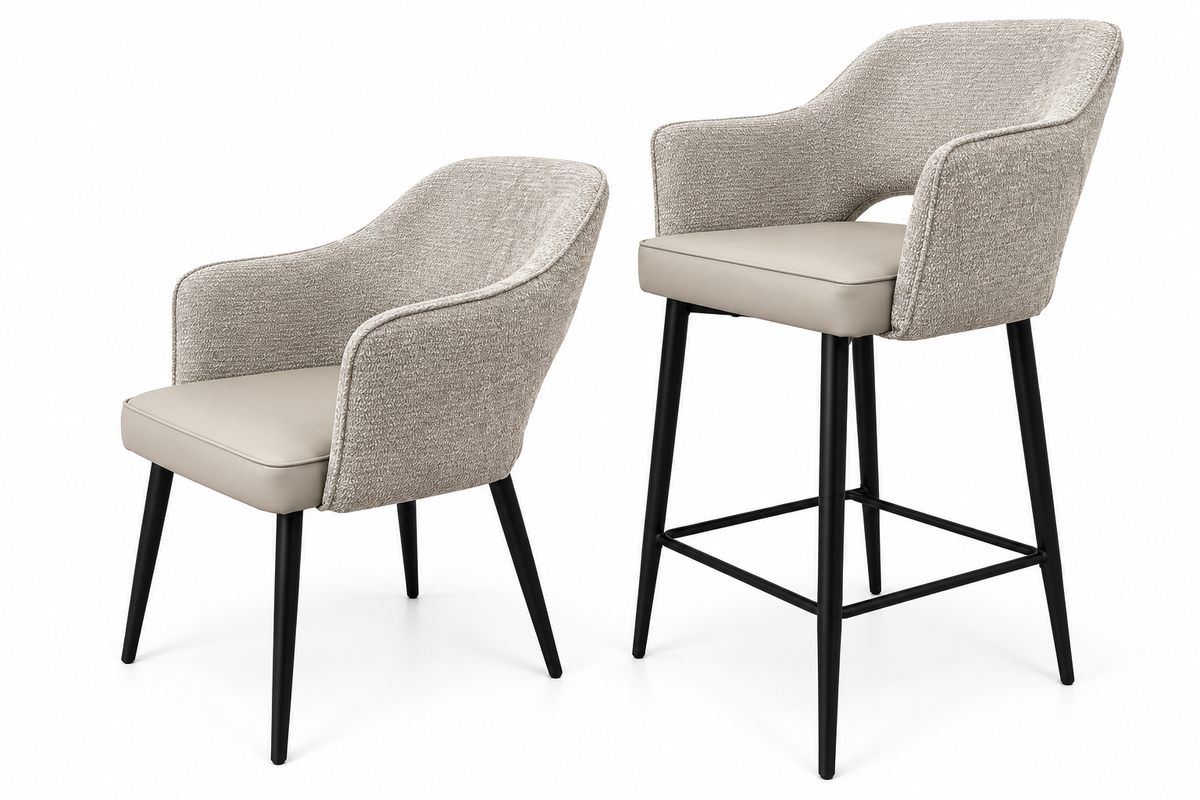 Maisie  Bar Stool – Soft Dove Grey & Stone Grey