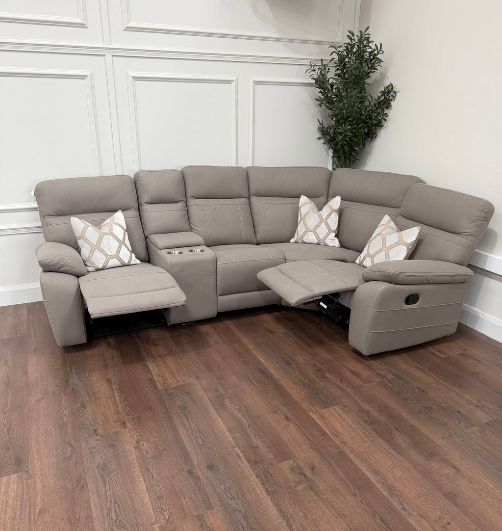 Jude 5 Piece Corner Manual Recliner- Stone Microfiber fabric