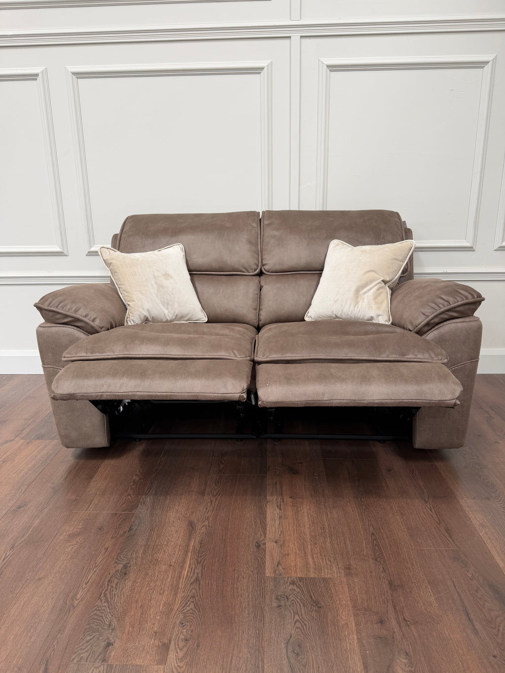 Kingsley  Recliner 2 Seater -  Dark Taupe Suede