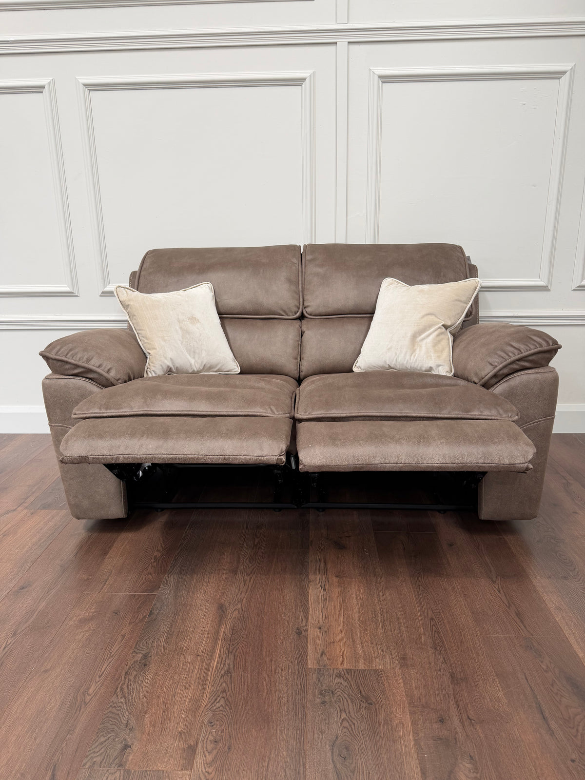 Kingsley  Recliner 2 Seater -  Dark Taupe Suede