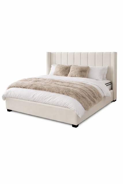 Kildare Bed  Double - Cream Velvet