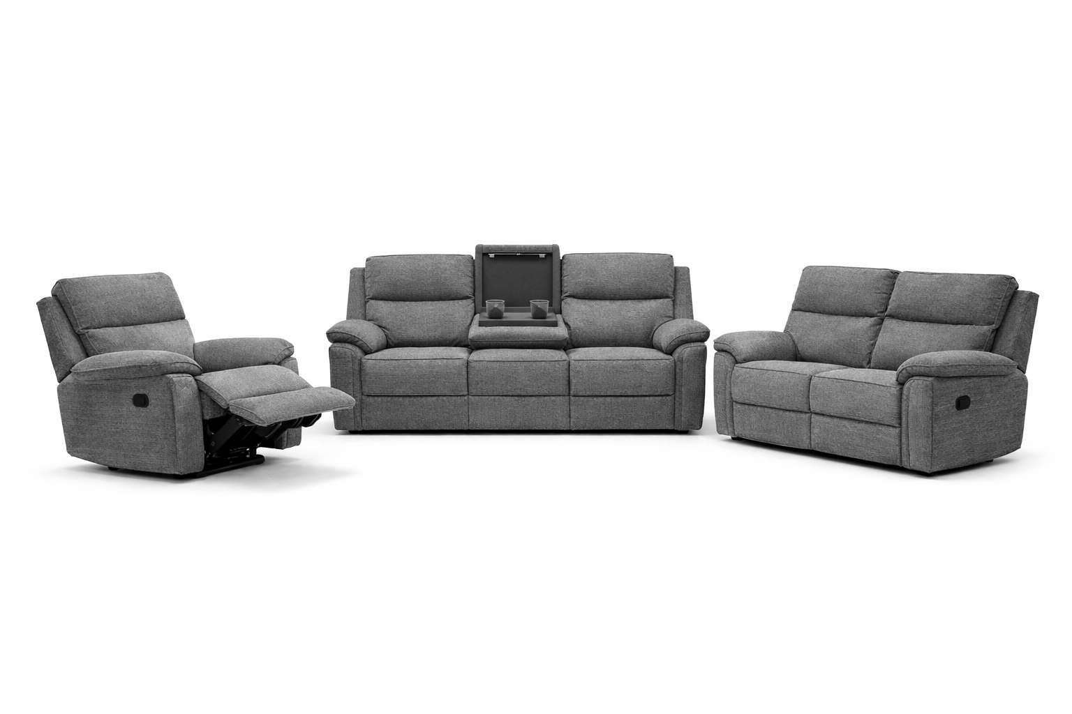 Darcy Reclining  Sofa Range - Dark Grey Fabric