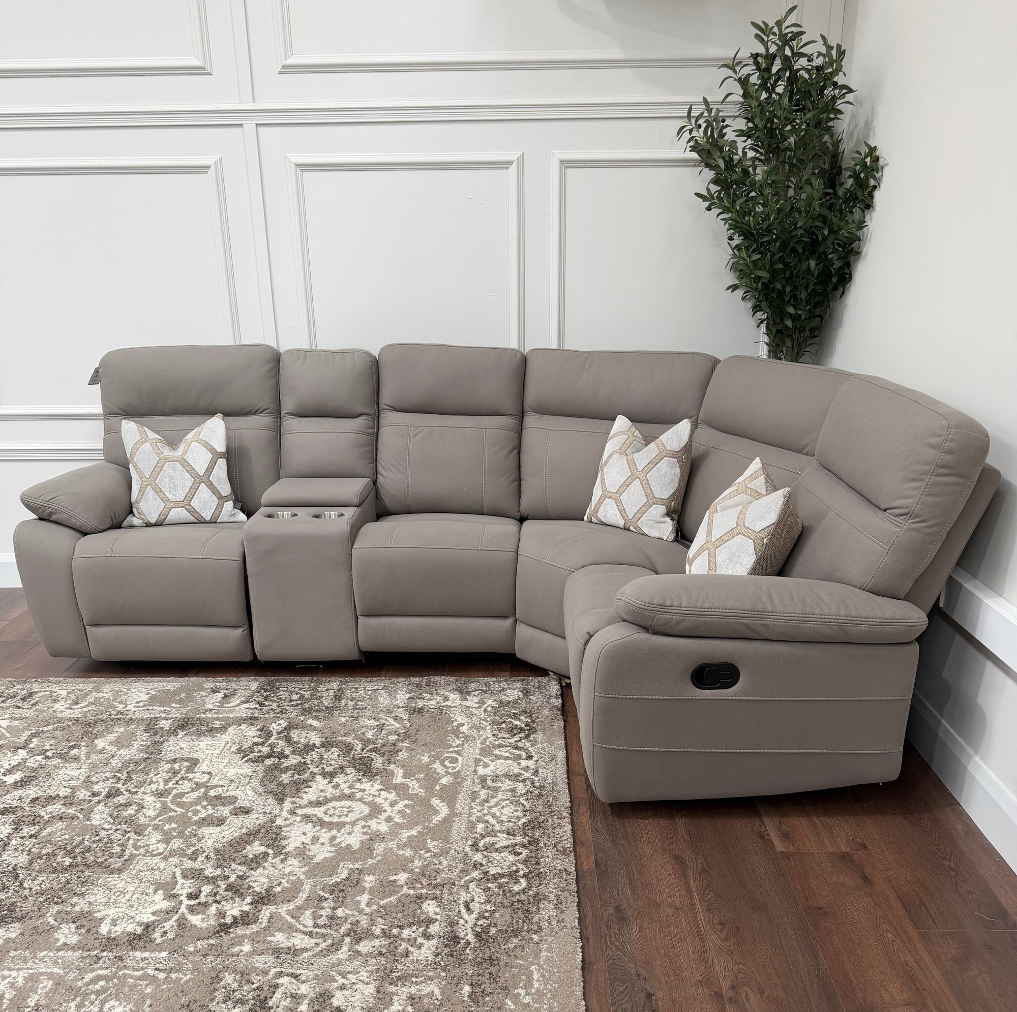 Jude 5 Piece Corner Manual Recliner- Stone Microfiber fabric