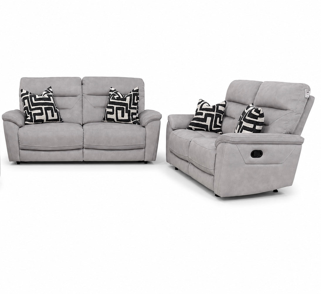 Zurich Manual Recliner Sofa 3 + 2  – Pebble Grey