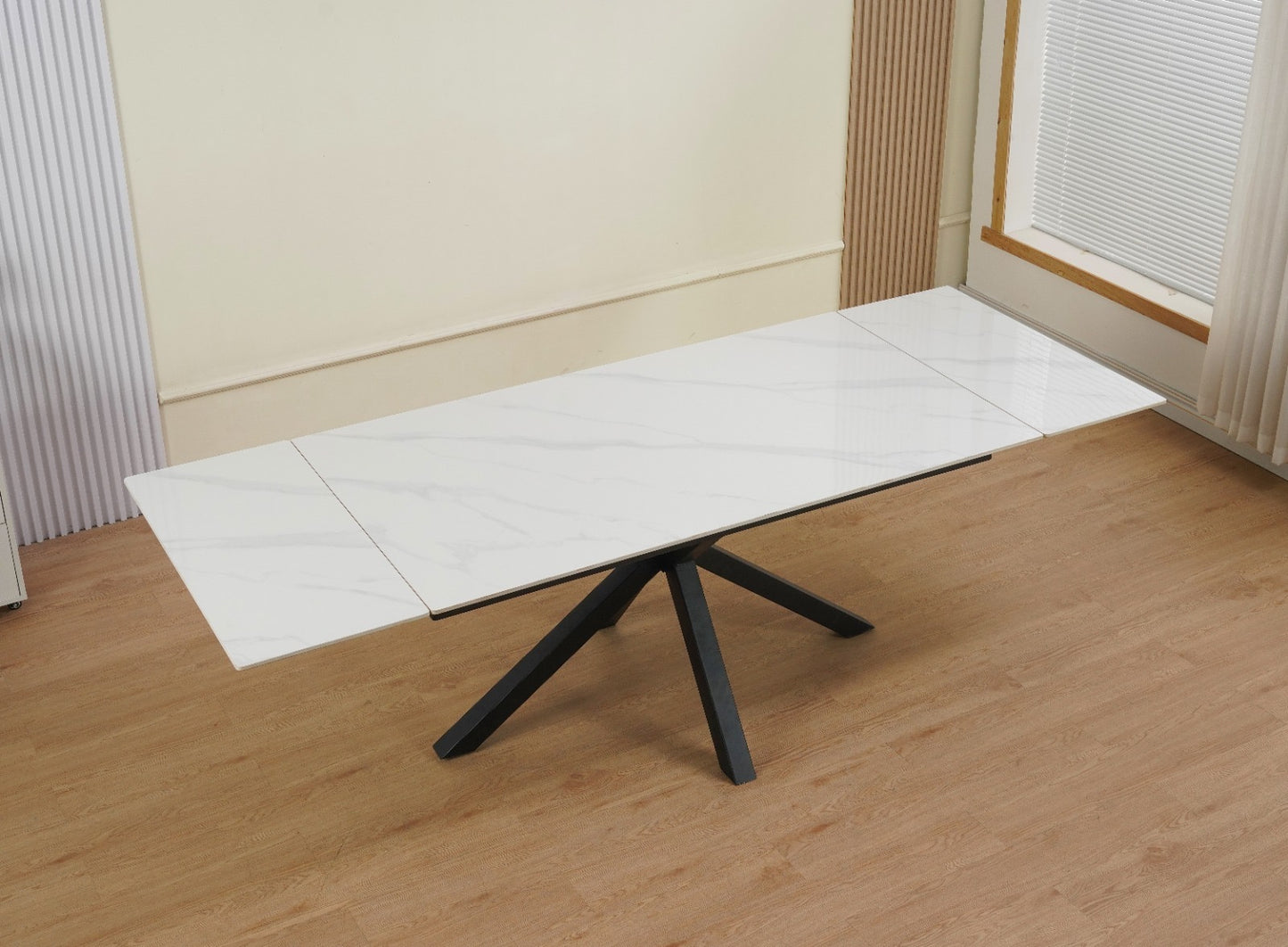 Erza  Dining 160/240cm Table Set - White Sintered Stone