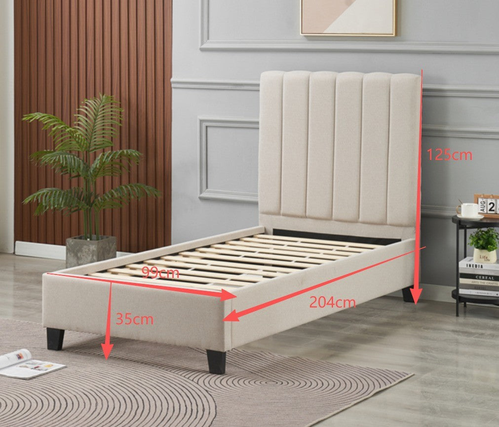 Phoenix Bed Frame  Single  - Beige