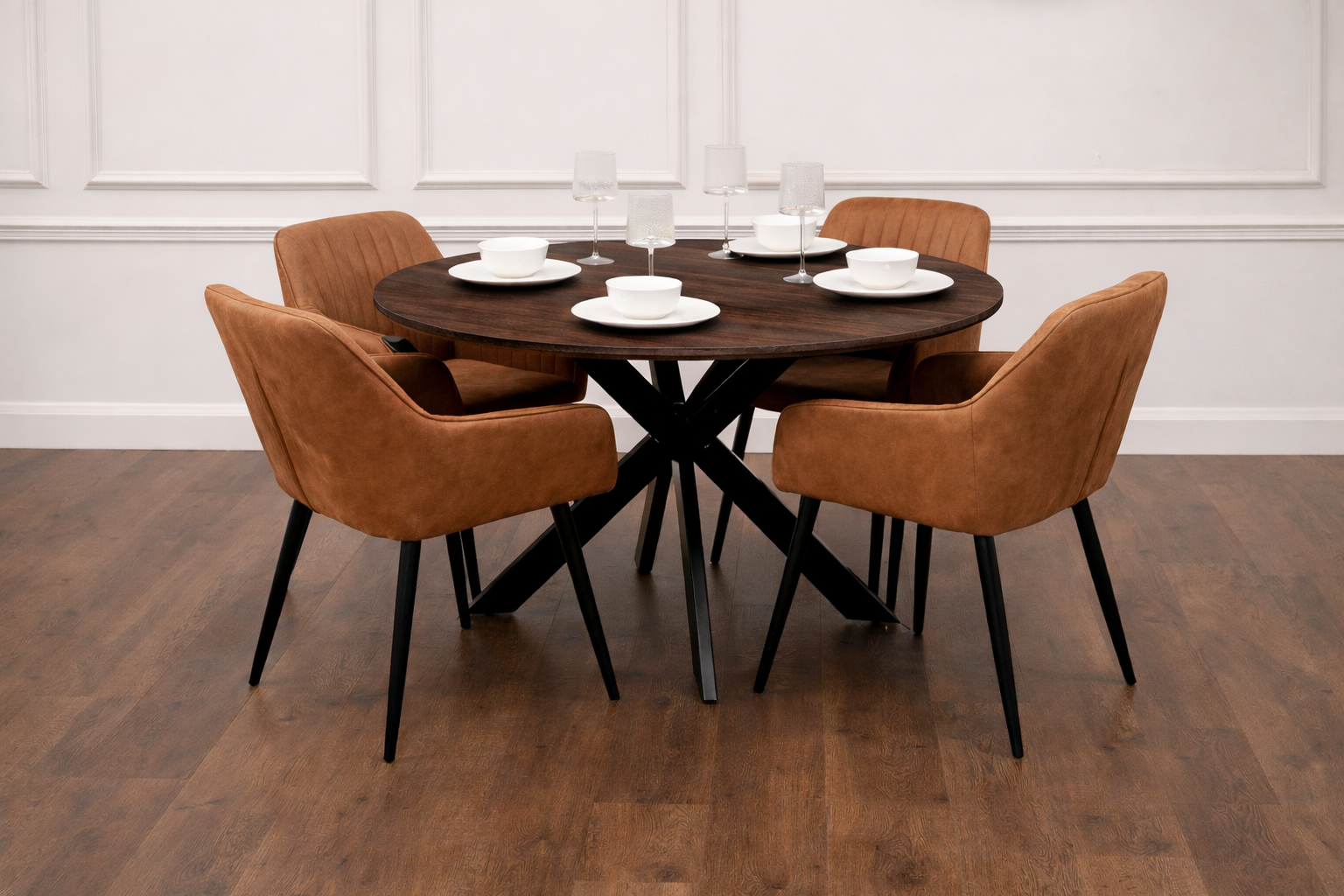 Epsom Dark Oak 1.2m + 4 EZ Tan Suede