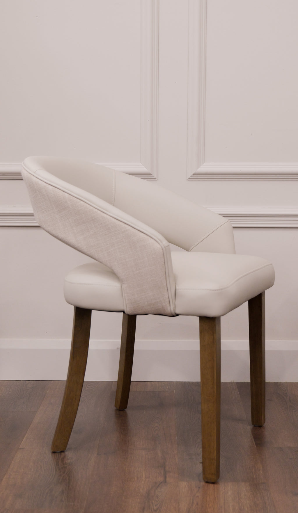 Willow Dining Chair - Linen Neutral Fabric/ Cream Leather