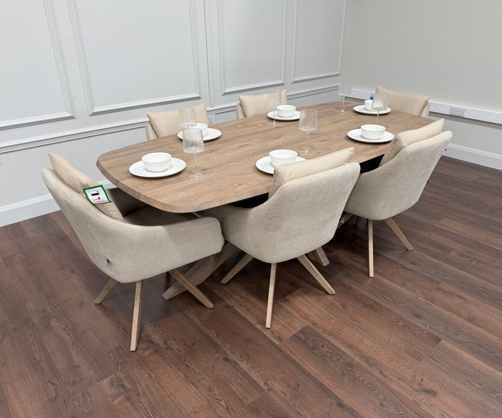 Soren Solid Oak Dining Table 2.2m & Elsa  Dining Chairs