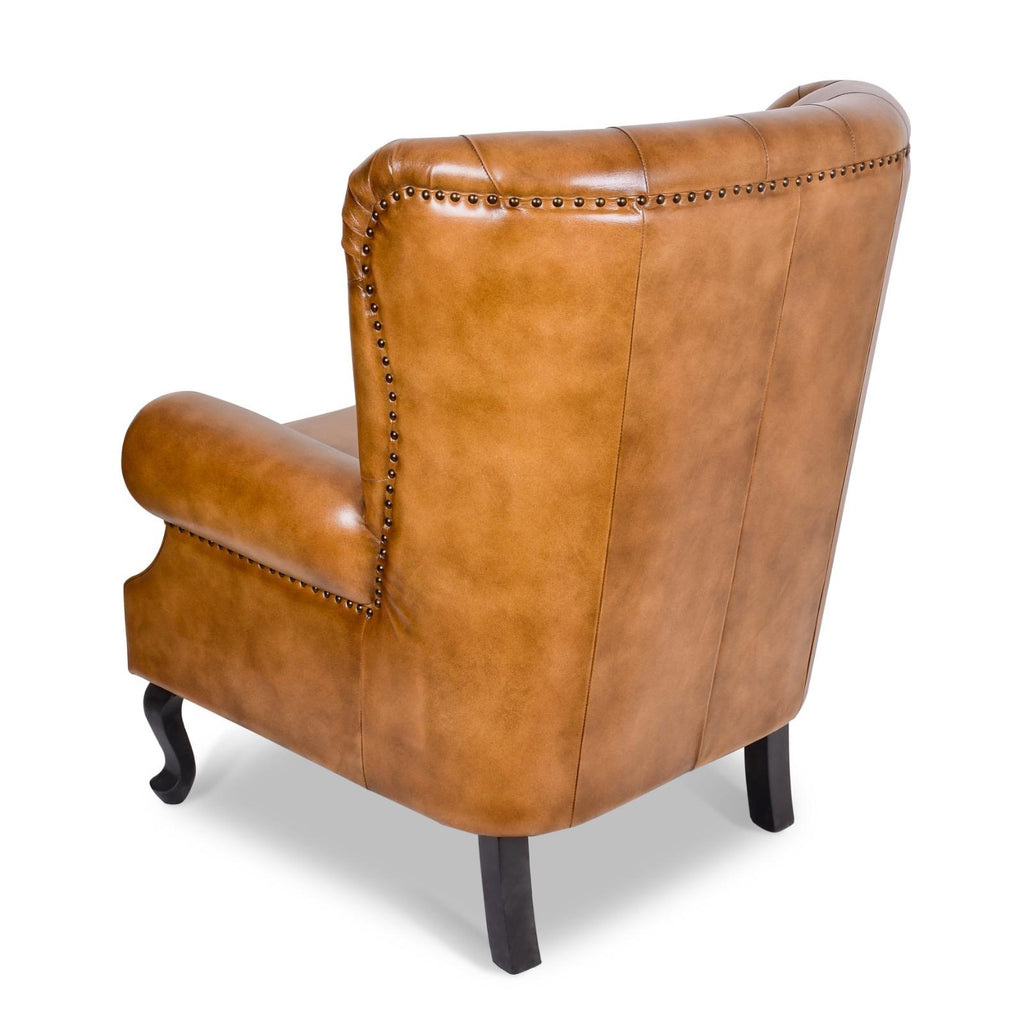 Queen Anne Leather Chair – Vintage Tan