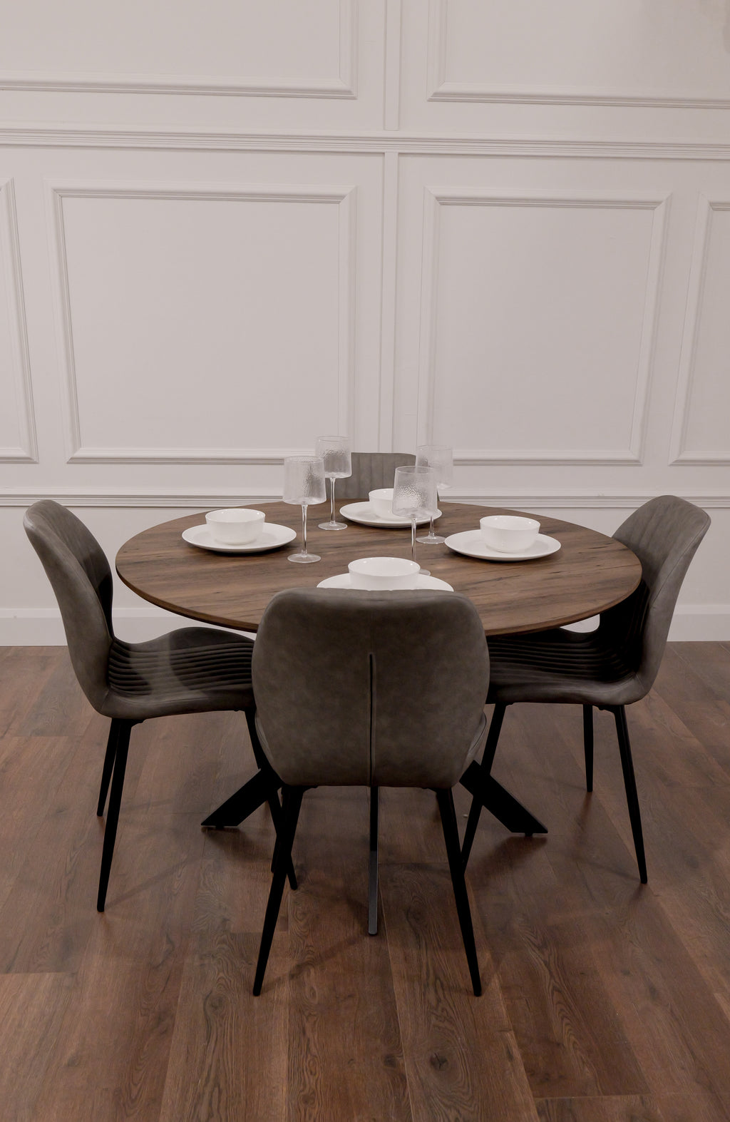 Epsom Dark Oak 1.2m + 4 Lyra Grey PU