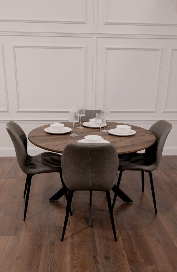 Epsom Dark Oak 1.2m + 4 Lyra Grey PU